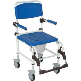 Drive Medical Shower Commode Transport Chair NRS185007 Aluminum Blue NRS185007