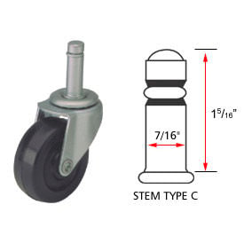 Algood Standard Series Chair Caster with Hard Rubber Wheel S0823-437SX1 5/16-U - Stem Type C S0823-437SX1 5/16-U