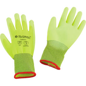 GoVets™ Flat Polyurethane Coated Gloves Hi-Viz Lime Small - Pkg Qty 12 604S708