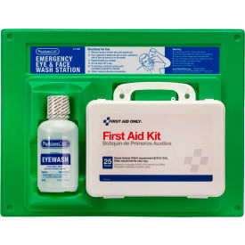 PhysiciansCare Eyewash Station Single 16 oz. Screw Cap Bottle with OSHA First Aid Kit 24-500-001