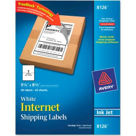 Avery® Shipping Labels with TrueBlock Technology 5-1/2 x 8-1/2 White 50/Pack 8126