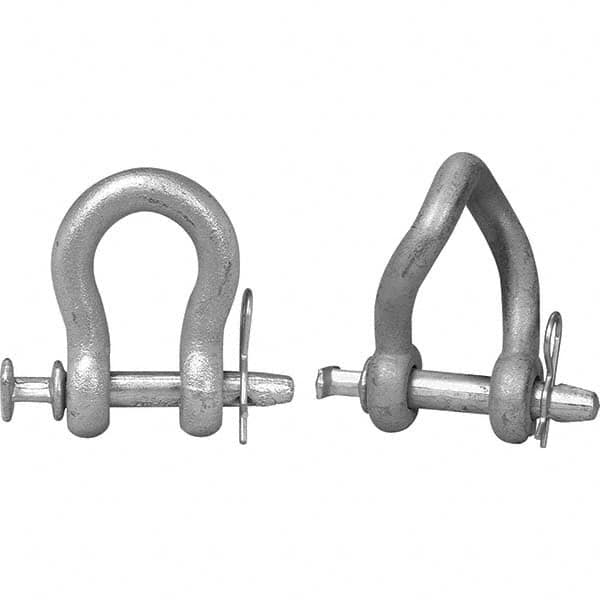 Short Body Twisted Clevis Shackle: Bolt Pin, 16,000 lb Working Load Limit MPN:T3899913