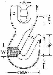 3/4 Inch Chain Diameter, Grade 100 Clevis Hook MPN:5725215