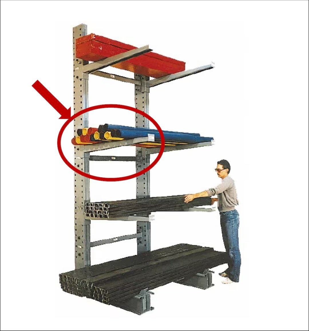 Cantilever Rack Straight Arm: 2,500 lb Capacity, 48