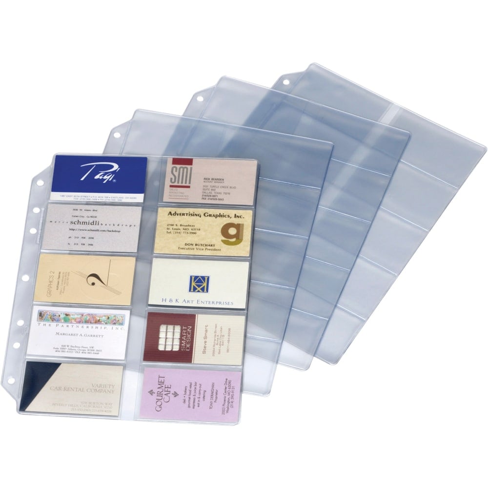 Cardinal EasyOpen Card File Binder Refill Pages, 9 1/2in x 12in, Clear, Pack Of 10 (Min Order Qty 10) MPN:7860000