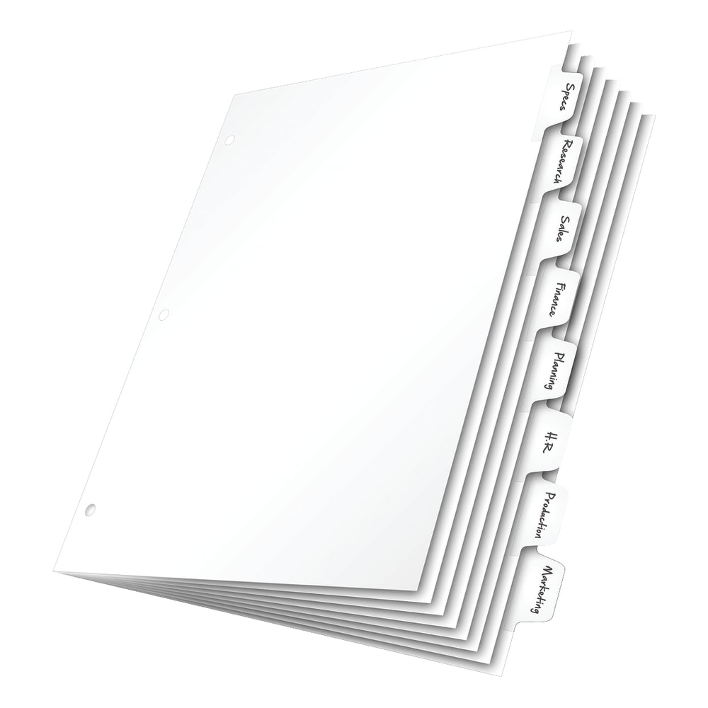 Cardinal Write N Erase Tab Dividers, 8-Tab, White (Min Order Qty 27) MPN:60806