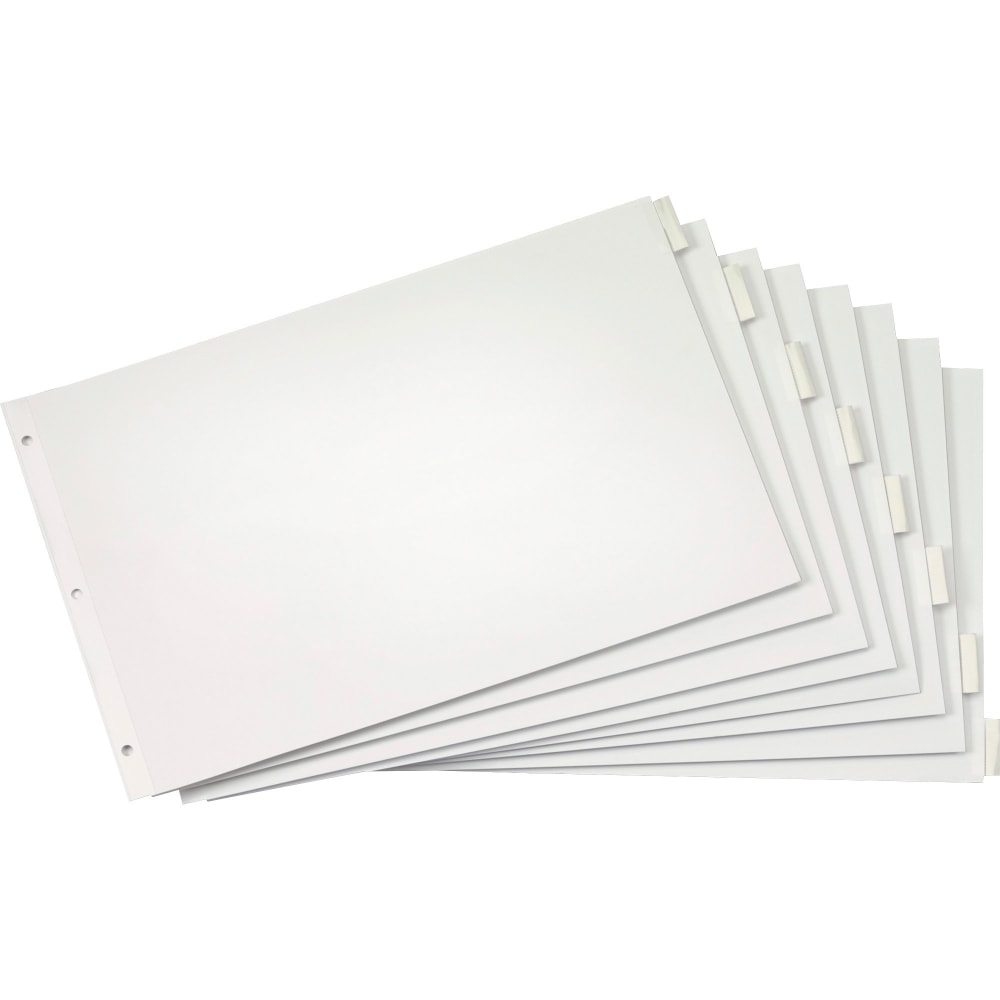 Cardinal Insertable Index Dividers - 8 x Divider(s) - Blank Tab(s) - 8 Tab(s)/Set - 17.5in Divider Width x 11.50in Divider Length - Tabloid - 11in Width x 17in Length - White Paper Divider - Clear Tab(s) - 8 / Set (Min Order Qty 8) MPN:84815