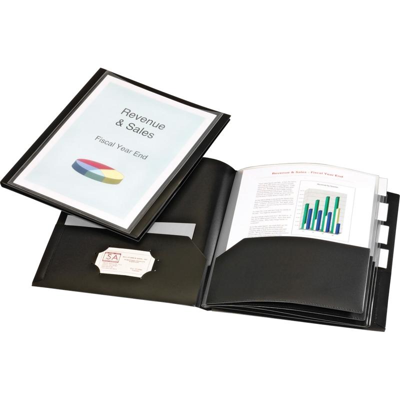 Cardinal Project Organizer - 8 1/2in x 11in - 200 Sheet Capacity - 10 Inside Front & Back Pocket(s) - 4 Divider(s) - Polypropylene - Black - 1 Each (Min Order Qty 12) MPN:13601