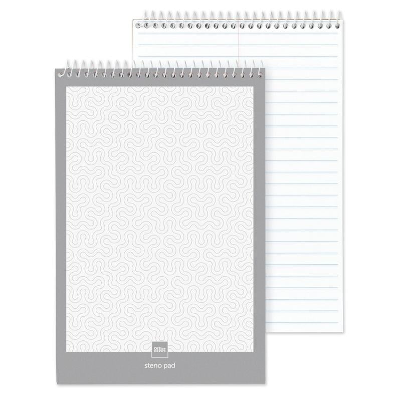 Office Depot Brand Steno Books, 6in x 9in, Gregg Ruled, 70 Sheets, White, Pack Of 12 (Min Order Qty 7) MPN:99475