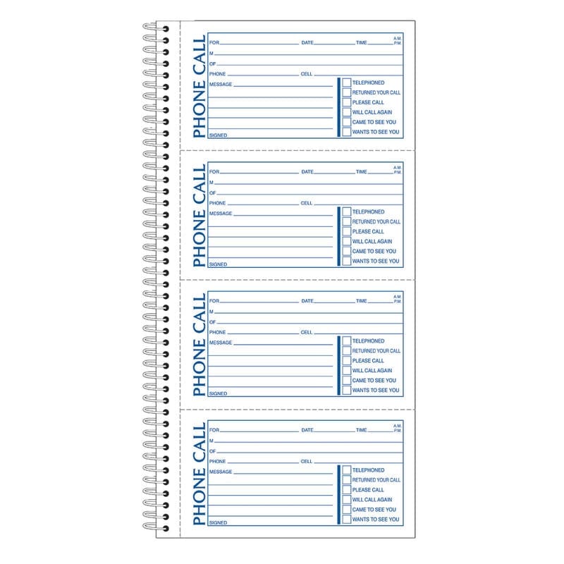 Adams Spiral Bound Phone Message Book, 11in x 5 1/2in, Book Of 400 Messages (Min Order Qty 18) MPN:SC1154D