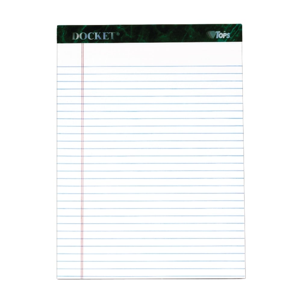 TOPS Docket Writing Pad, 8 1/2in x 11 3/4in, Legal Ruled, 50 Sheets, White (Min Order Qty 43) MPN:63410EA