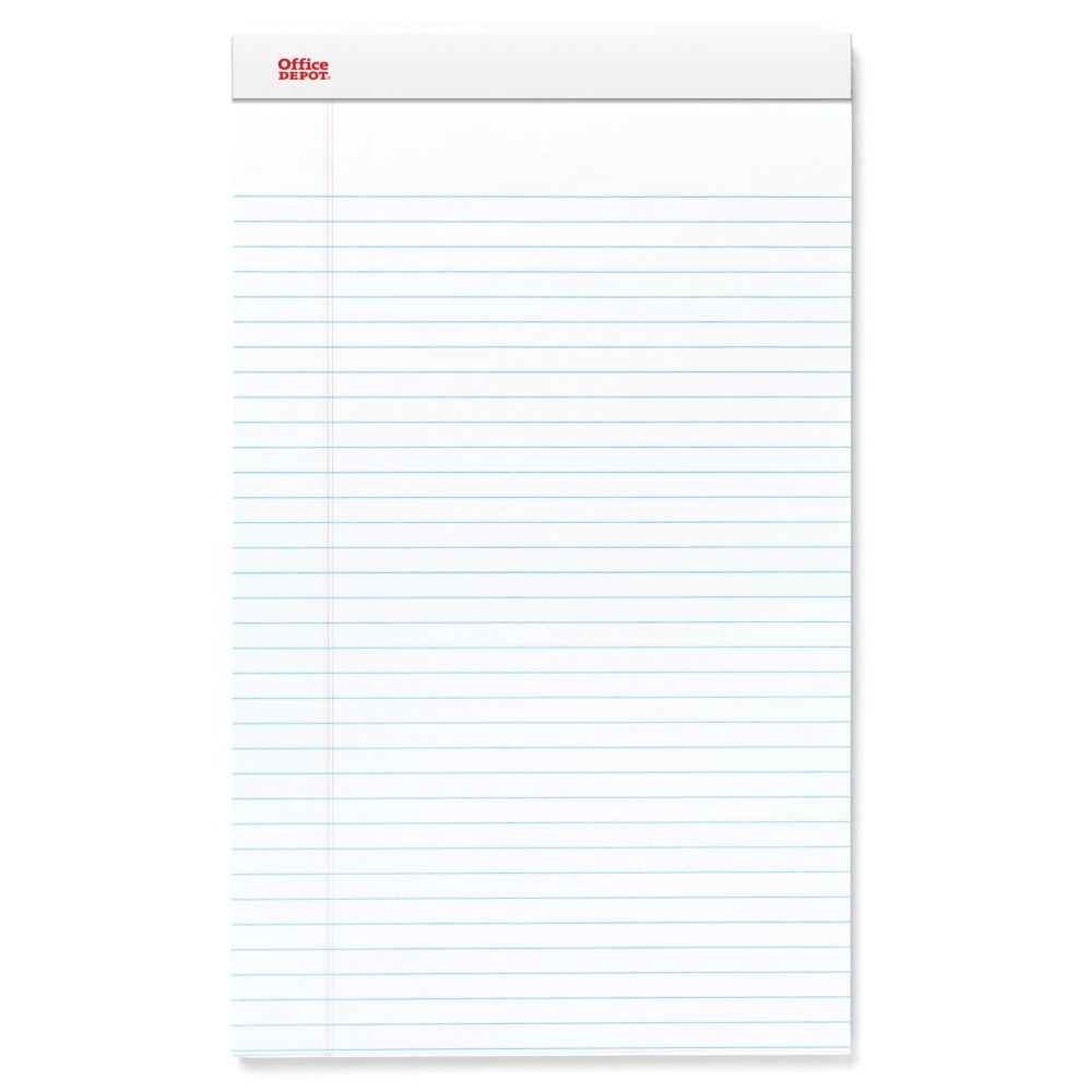 Office Depot Brand Writing Pads, 8 1/2in x 14in, Legal/Wide Ruled, 50 Sheets, White, Pack Of 12 Pads (Min Order Qty 5) MPN:99419