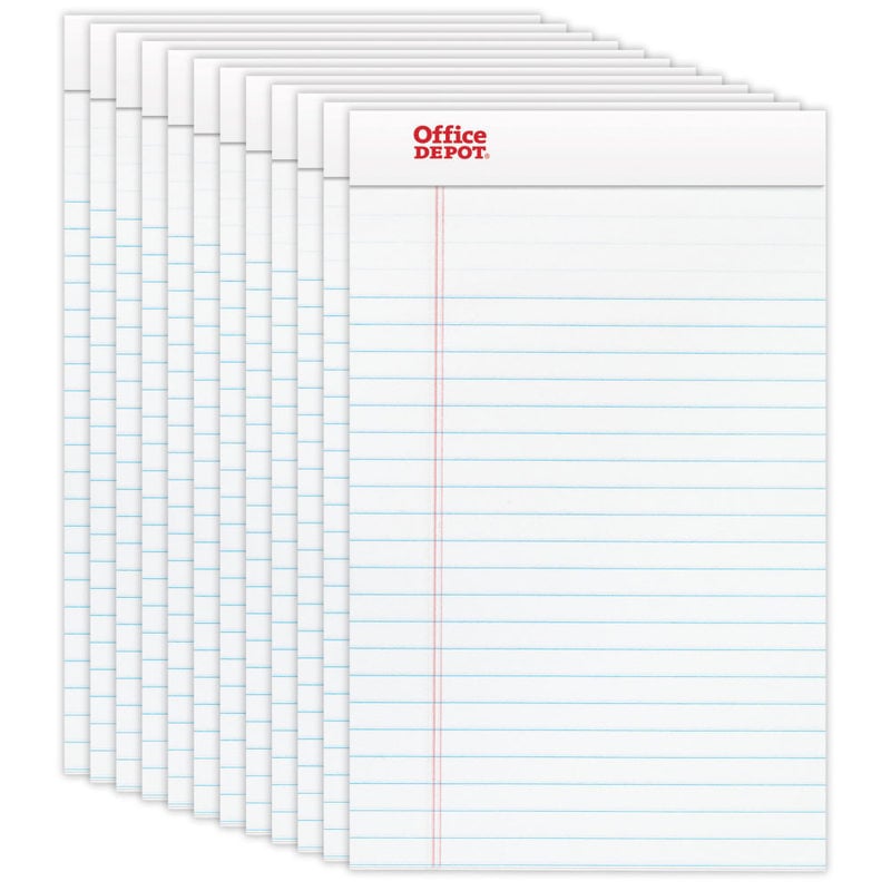 Office Depot Brand Writing Pads, 5in x 8in, Narrow Ruled, 50 Sheets, White, Pack Of 12 Pads (Min Order Qty 15) MPN:99422