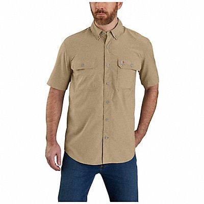 Short Sleeve Button Down Men s Tan 2XL MPN:105292-DKH2XLREG