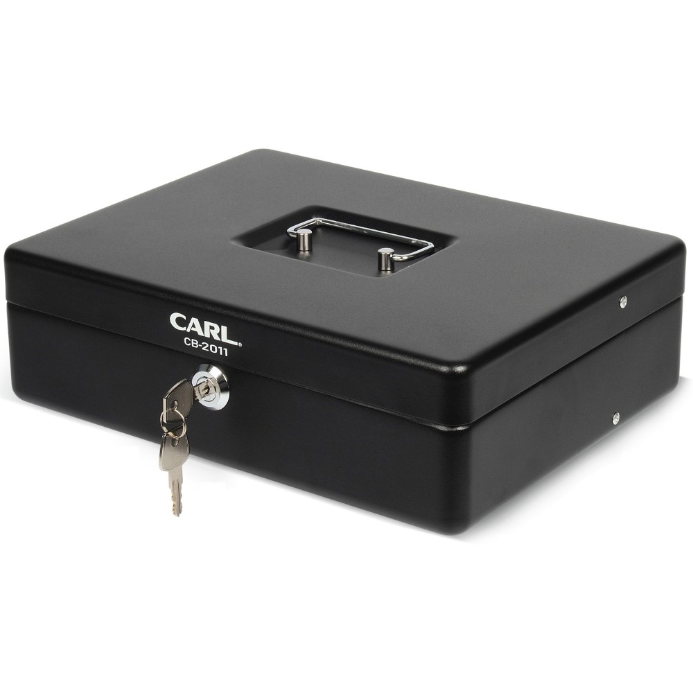 CARL Bill Slots Steel Security Cash Box - 4 Bill - 5 Coin - Steel - Black - 3.5in Height x 10in Width x 7in Depth (Min Order Qty 2) MPN:82011