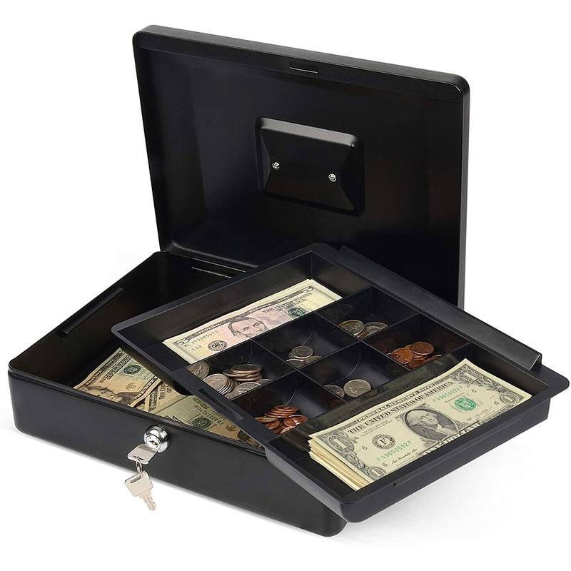 CARL Bill Tray Steel Security Cash Box - Steel - Black - 4in Height x 9in Width (Min Order Qty 2) MPN:82012