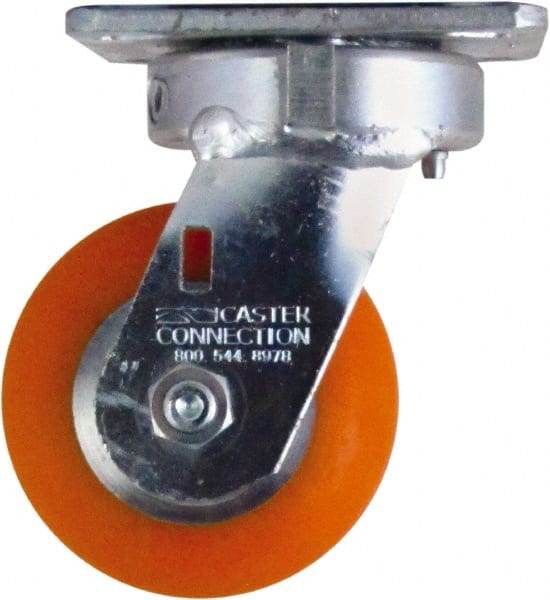 Swivel Top Plate Caster: Polyurethane on Aluminum, 4