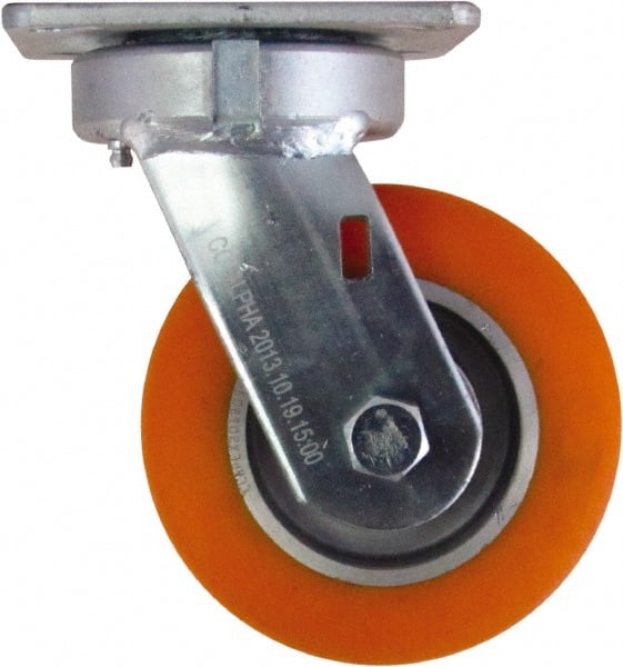 Swivel Top Plate Caster: Polyurethane on Aluminum, 5