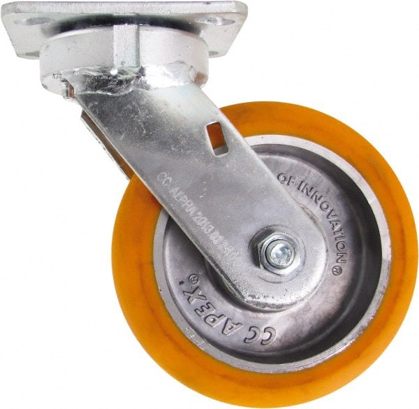 Swivel Top Plate Caster: Polyurethane on Aluminum, 6