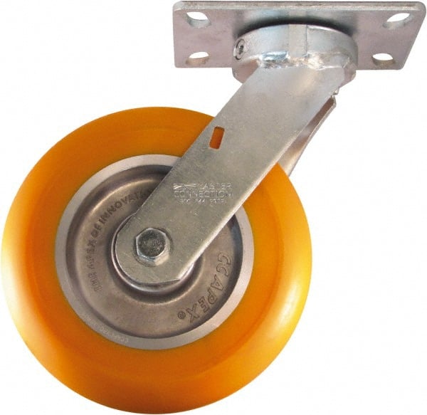 Swivel Top Plate Caster: Polyurethane on Aluminum, 8