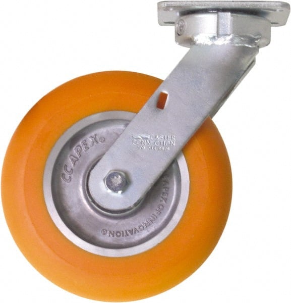 Swivel Top Plate Caster: Polyurethane on Aluminum, 8