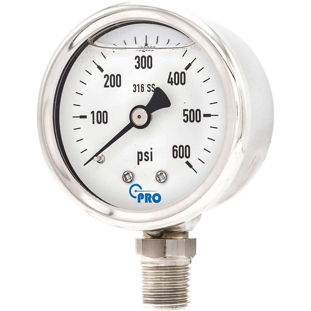 Pressure Gauges, Gauge Type: Pressure Single Scale , Scale Type: Single , Accuracy (%): 3-2-3% , Dial Type: Analog , Thread Type: NPT  MPN:PRO-301L-204K-1