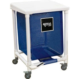 Royal Basket Trucks® PVC Hamper 24 Gal Sgl Blue Mesh Liner 2 Sw/2 Sw Lock with Foot Pedal R24-BBX-H1F-3ULN