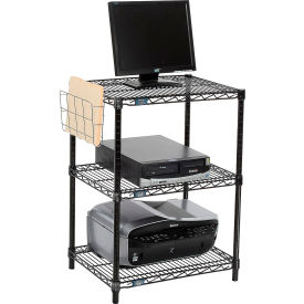 Nexel™ 3-Shelf Black Wire Shelf Printer Stand with Document Holder 24