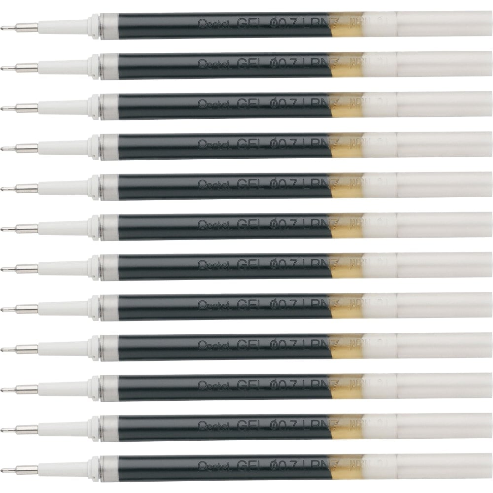 Pentel EnerGel Retractable Liquid Pen Refills, Medium Ballpoint, 0.70 mm, Black, Box Of 12 Refills (Min Order Qty 6) MPN:LRN7ABX