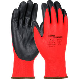 Zone Defense™ Red Nylon Shell Coated Gloves Black Nitrile Palm Coat Med - Pkg Qty 12 701CRNF/M