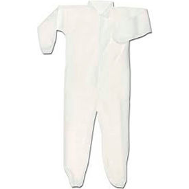 HD Polypropylene Coverall Elastic Wrists & Ankles Zipper Front Single Collar White L 25/Case CVL-NW-HD-E-LG