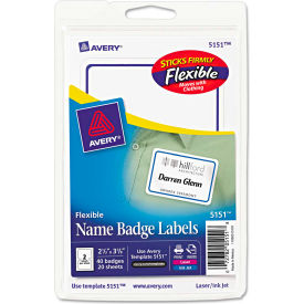 Avery® Flexible Self-Adhesive Laser/Inkjet Name Badge Labels 2-1/3