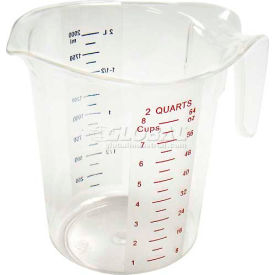 Winco PMCP-200 Measuring Cup W/ Red & Blue Markings 2 Qt Clear Plastic - Pkg Qty 6 PMCP-200