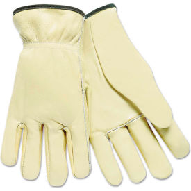 MCR Safety 3200L Full Leather Cow Grain Driver Gloves Tan Large 12 Pairs 127-3200L