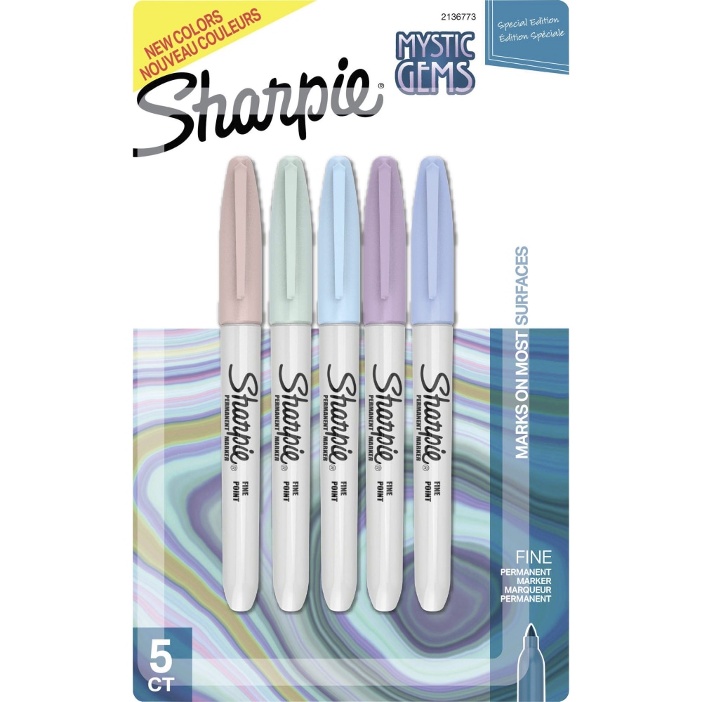 Sharpie Mystic Gems Permanent Markers - Fine Marker Point - Assorted - 5 / Pack (Min Order Qty 10) MPN:2136773