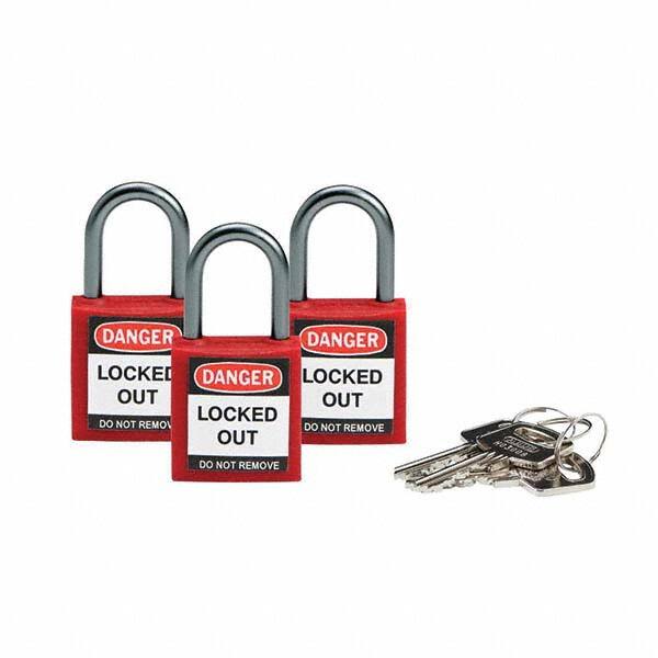 Lockout Padlock: Keyed Alike, Key Retaining, Nylon, 1
