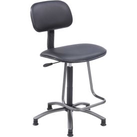 Interion® Office Stool with Teardrop Footrest - Vinyl - Black 140BK240