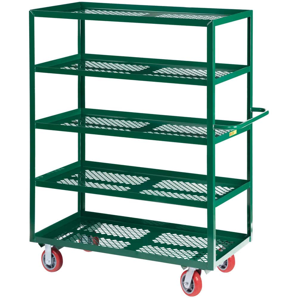 Carts, Cart Type: Multi-Shelf Nursery Truck , Caster Type: 2 Rigid, 2 Swivel , Material: Steel , Length (Inch): 53-1/2 , Height (Inch): 63  MPN:5MLP-2448-6PY-G