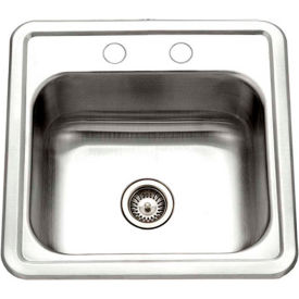 Houzer® 1515-6BS-1 Drop In Stainless Steel 2-Holes Bar/Prep Sink 1515-6BS-1