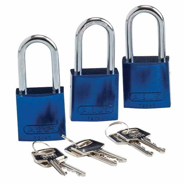 Lockout Padlock: Keyed Alike, Key Retaining, Aluminum, Aluminum Shackle, Blue MPN:105903