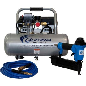 California Air Tools 2010AGK18 Ultra Quiet & Oil-Free 1.0 Hp 2.0 Gal. Air Compressor w/Nail Gun Kit CAT-2010AGK18