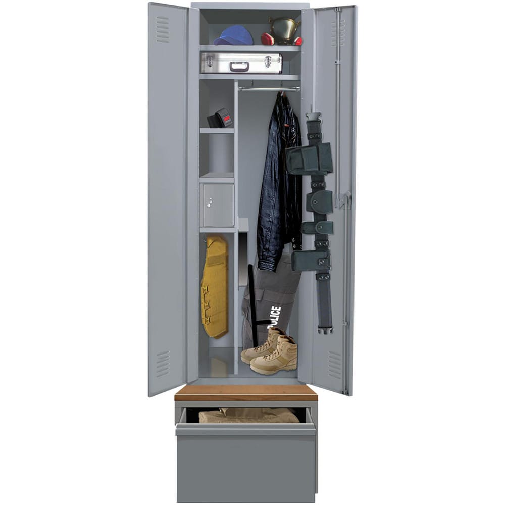 Lockers, Locker Style: Horizontal , Locker Configuration: 1-Wide , Assembled: Yes , Shelf Capacity: 100 , Handle Type: Projecting Turn-Handle  MPN:HERL442-1SL2B-G