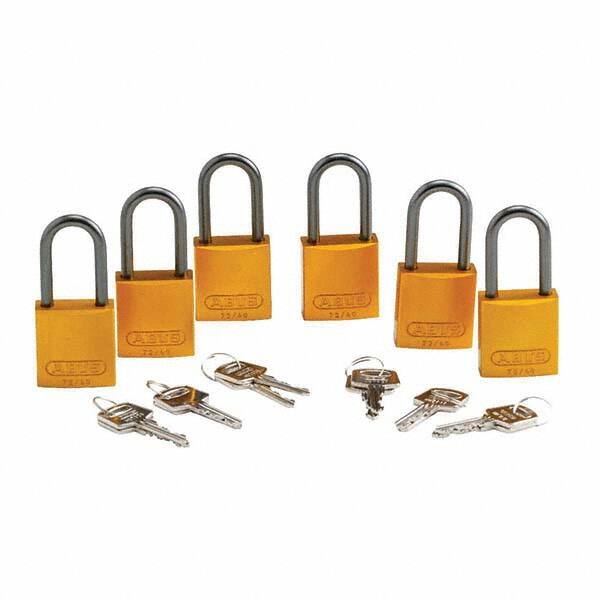 Lockout Padlock: Keyed Alike, Aluminum, Aluminum Shackle, Yellow MPN:105884