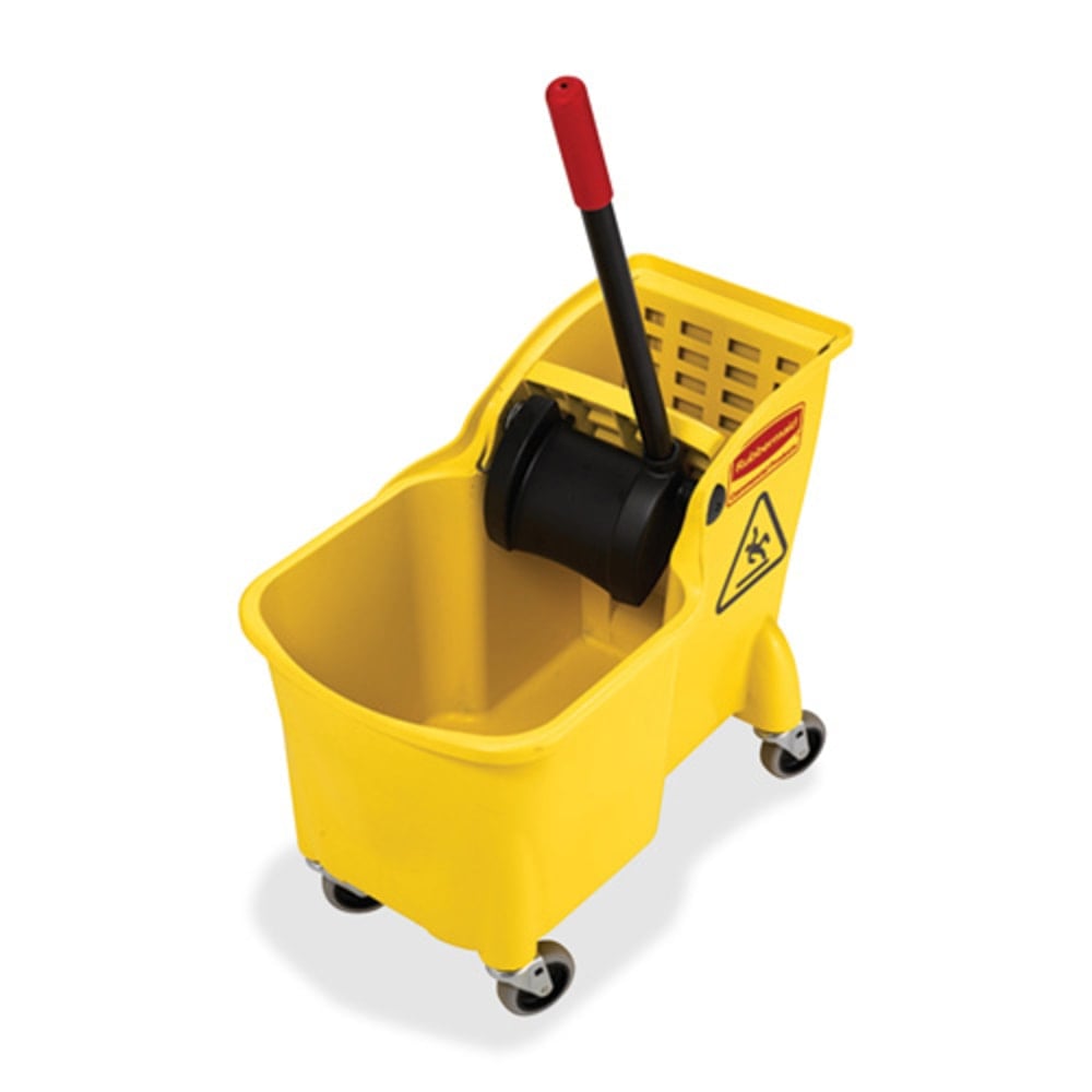 Rubbermaid Tandem Bucket/Wringer Combo Pack, 13 3/8inH x 16 3/8inW x 23 1/4inD, 31 Quarts MPN:FG738000 YEL