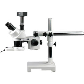 AmScope SW-3T24-FRL-5MT 20X & 40X Trinocular Stereo Boom Microscope with Ring Light & 5MP Camera SW-3T24-FRL-5MT