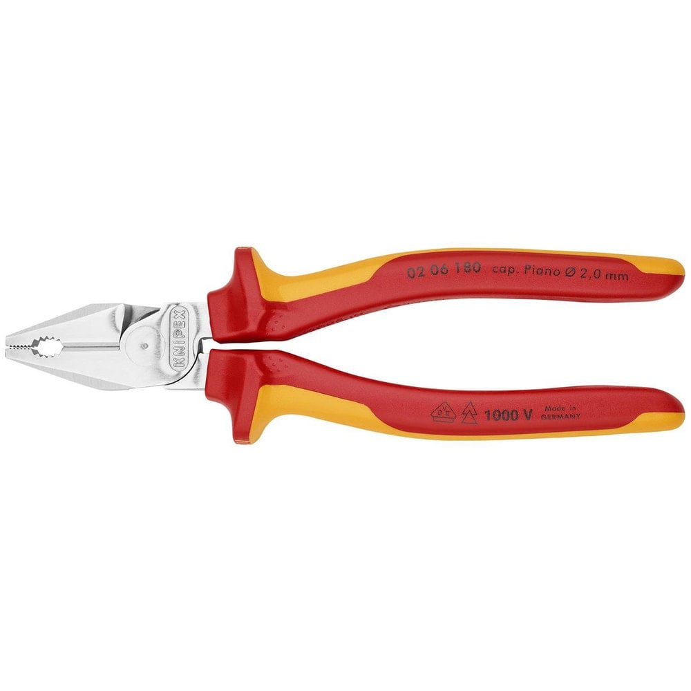 Pliers, Jaw Texture: Serrated , Plier Type: High Leverage, Combination , Jaw Length (mm): 20.00 , Jaw Width (mm): 56.00 , Overall Length (Inch): 7-1/4in  MPN:02 06 180