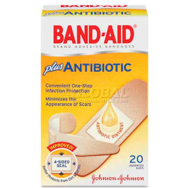 BAND-AID 5570 Antibiotic Adhesive Bandages Assorted Sizes 20/Box 5570