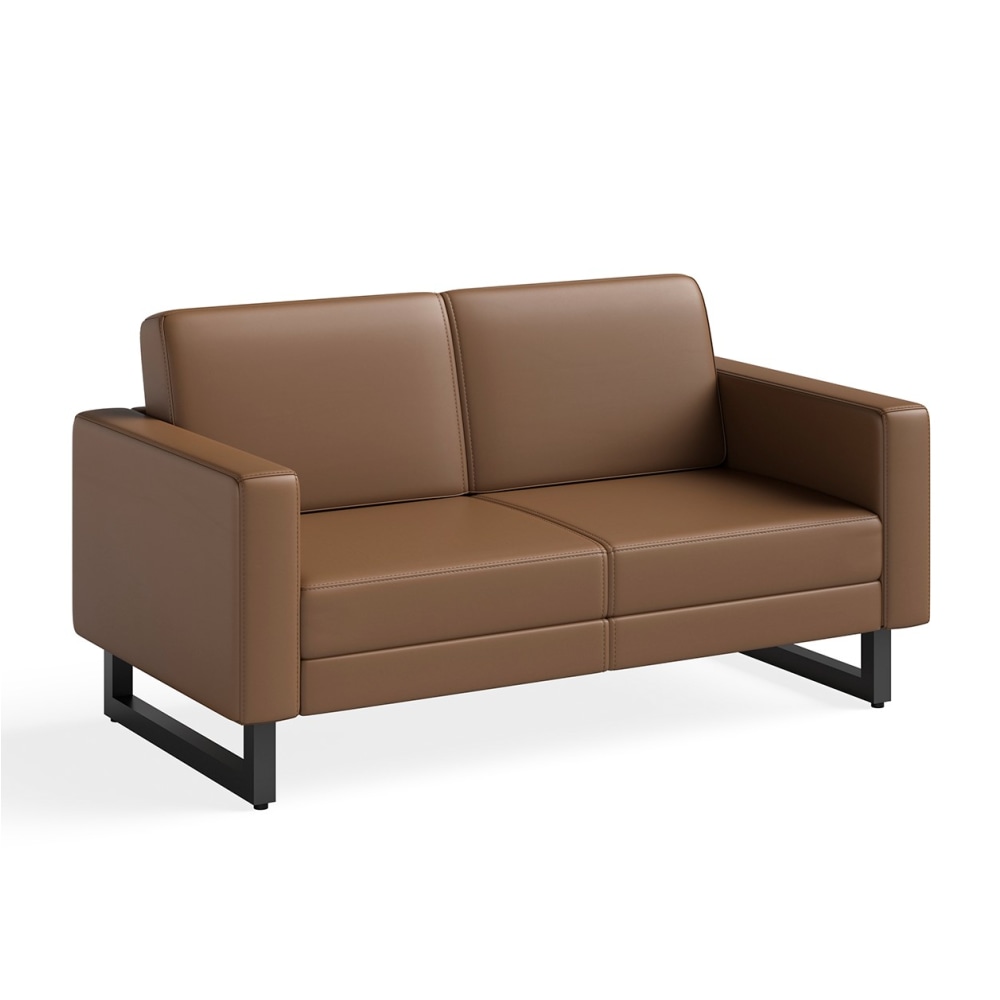 Safco Mirella Lounge Settee, Cognac/Black MPN:1731MRL2BLKCOG