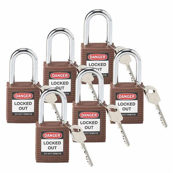 Lockout Padlock: Keyed Different, Key Retaining, Nylon, Nylon Shackle, Brown MPN:101956