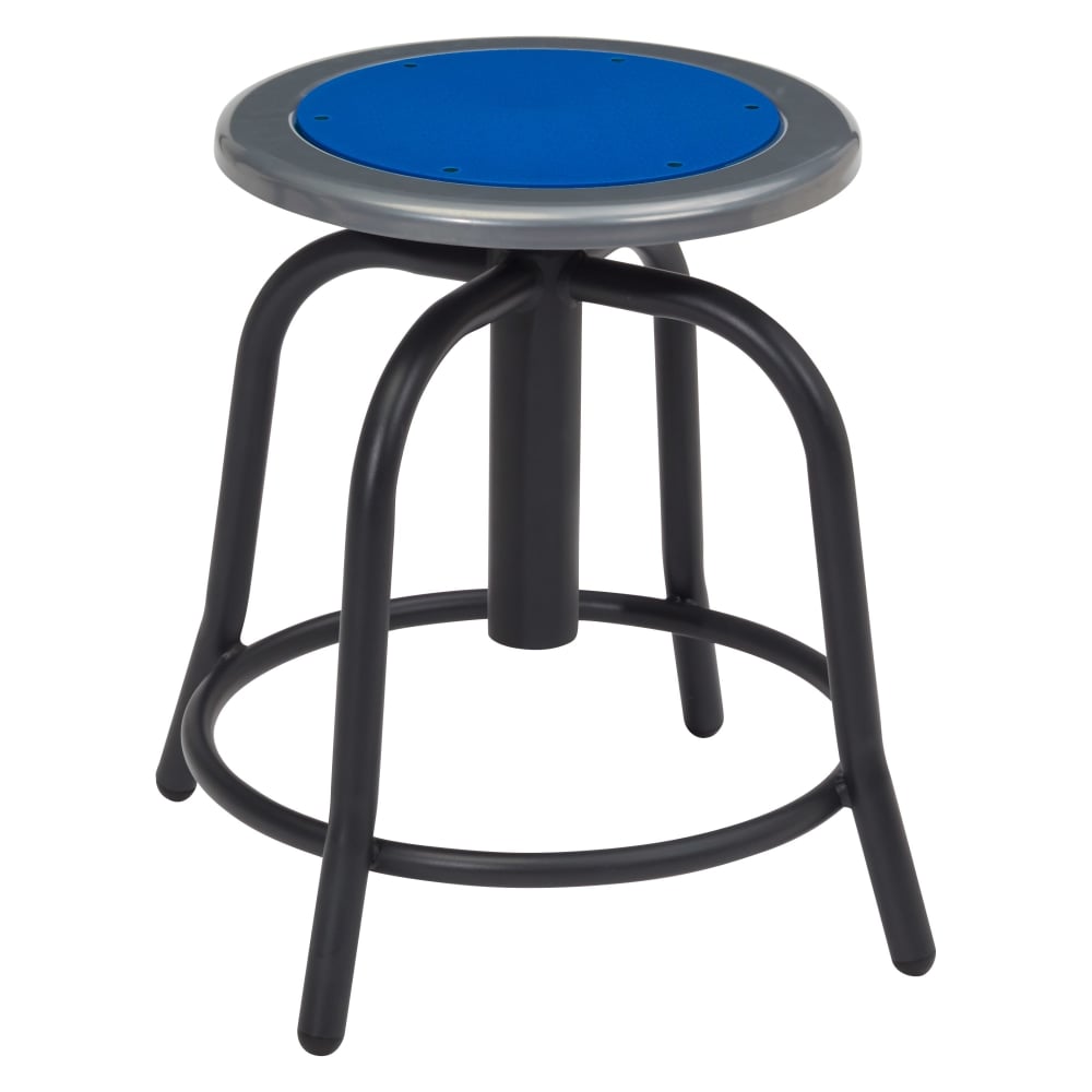 National Public Seating 18in - 24in Height Adjustable Swivel Stool, Persian Blue Steel Seat, Black Frame MPN:6825-10/1